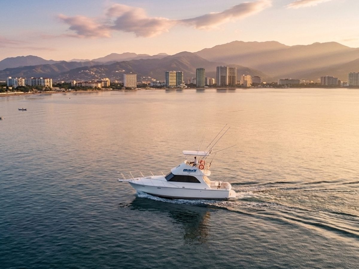 Sportfisher Nicole sailing smoothly on calm waters in Puerto Vallarta.